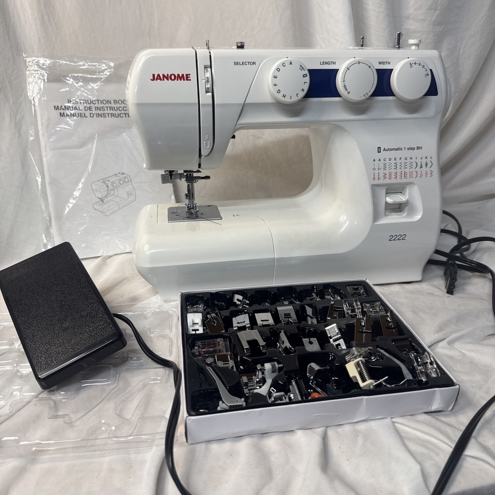 Janome 2222 Sewing Machine with 32 Additional Feet Cover & Instructions